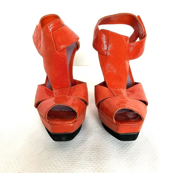 TOP SHOP ORANGE PLATFORM HEELS